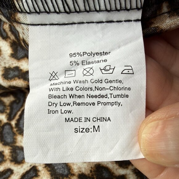 New Leopard Print Robe Womens Medium Long Sleeve Black Lace Trim Satin Mob Wife - Picture 6 of 14